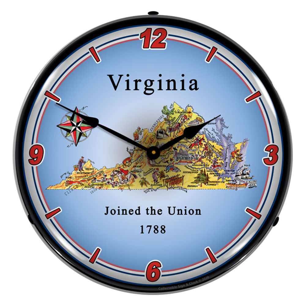 State of Virginia 14" LED Wall Clock