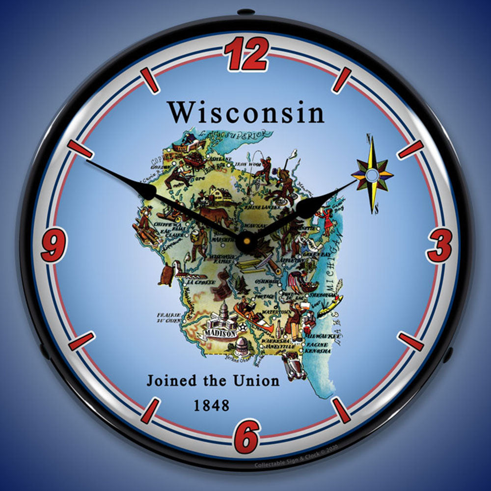 State of Wisconsin 14" LED Wall Clock