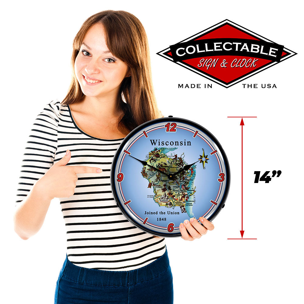 State of Wisconsin 14" LED Wall Clock