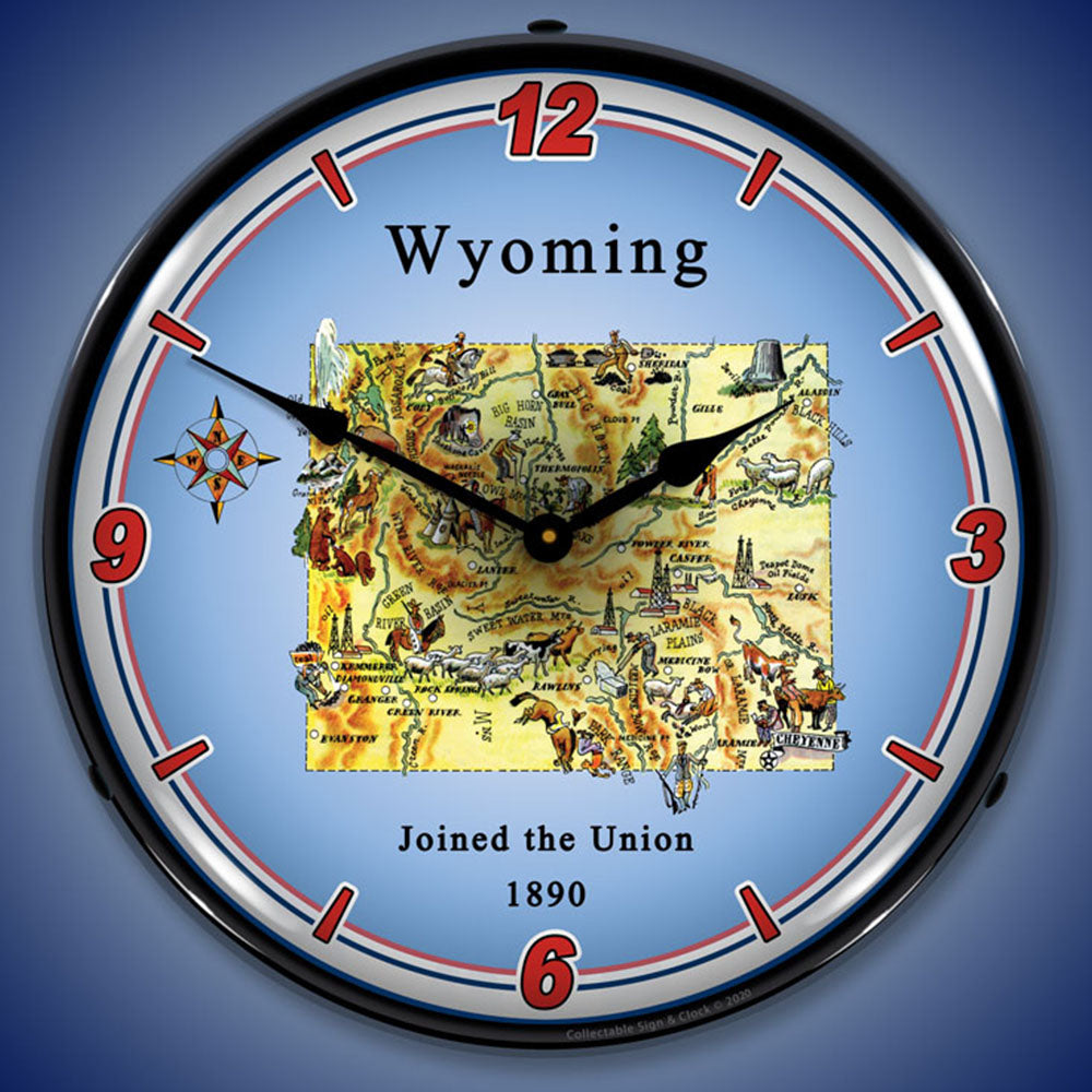 State of Wyoming 14" LED Wall Clock