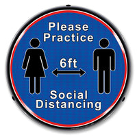 Please Practice Social Distancing 14" LED Front Window Business Sign