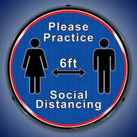 Please Practice Social Distancing 14" LED Front Window Business Sign