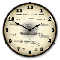 Winchester Lever Action Rifle 1866 Patent 14" LED Wall Clock