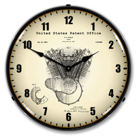 Harley Davidson Engine 1923 Patent 14" LED Wall Clock