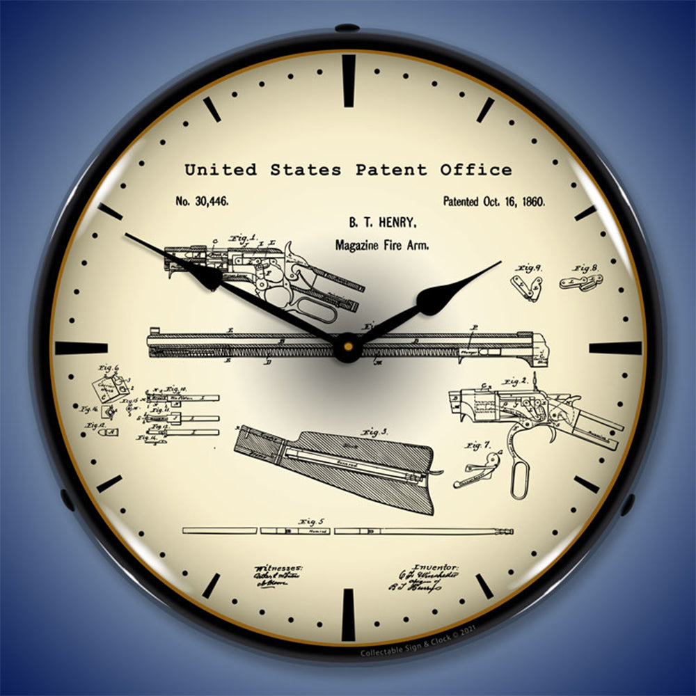 Collectibles & More Winchester Repeating Rifle 1860 Patent 14-Inch LED Wall Clock for Professional and Institutional Decor