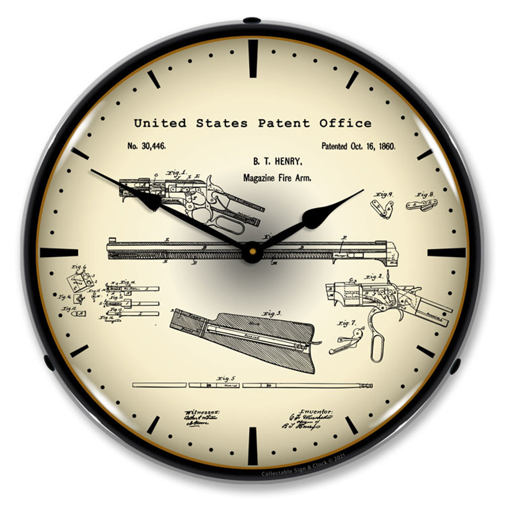 Collectibles & More Winchester Repeating Rifle 1860 Patent 14-Inch LED Wall Clock for Professional and Institutional Decor
