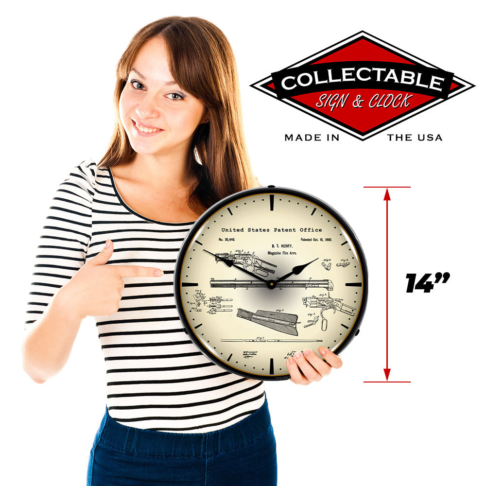 Collectibles & More Winchester Repeating Rifle 1860 Patent 14-Inch LED Wall Clock for Professional and Institutional Decor