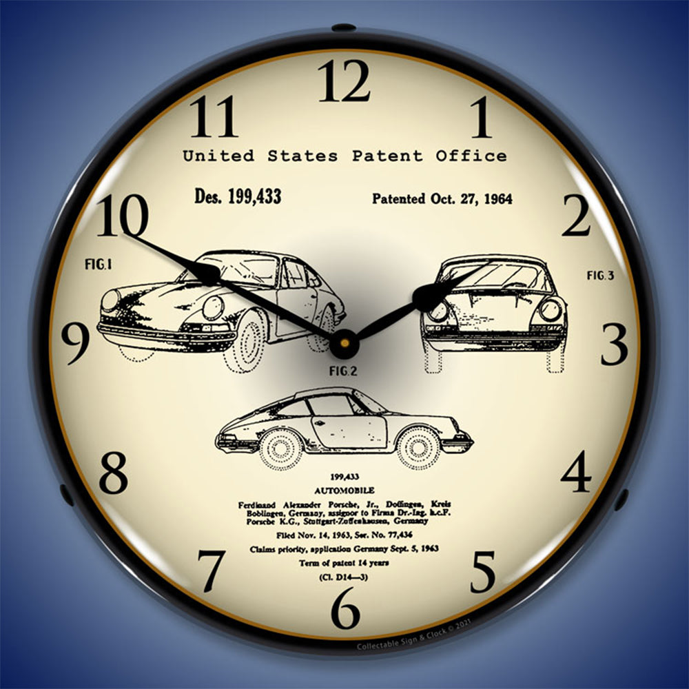 Porsche 911 1964 Patent 14" LED Wall Clock