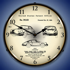 Porsche 911 1964 Patent 14" LED Wall Clock
