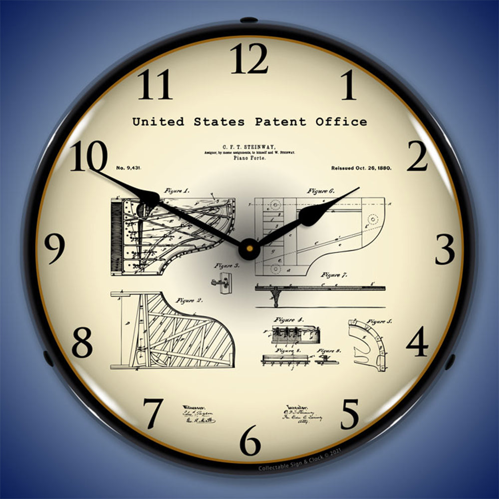 Steinway Grand Piano 1880 Patent 14" LED Wall Clock