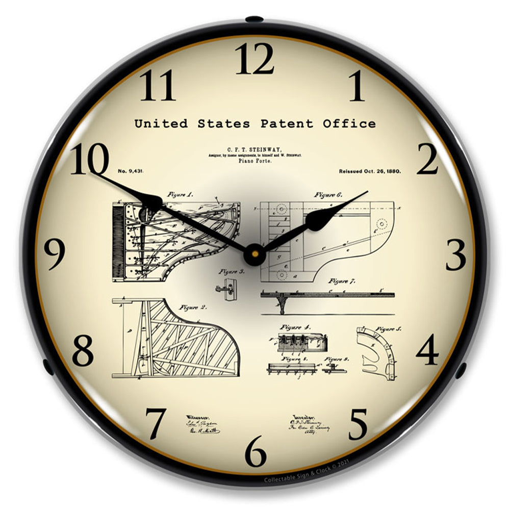 Steinway Grand Piano 1880 Patent 14" LED Wall Clock