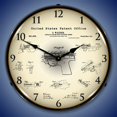 Walther PPK Firearm 1911 Patent 14" LED Wall Clock
