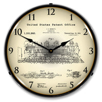 Bennett Locomotive 1913 Patent 14" LED Wall Clock