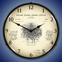 Chrysler Hemi V-8 Engine 1954 Patent 14" LED Wall Clock