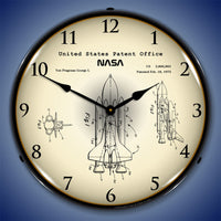 NASA Space Shuttle 1975 Patent 14" LED Wall Clock