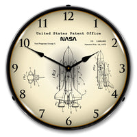 NASA Space Shuttle 1975 Patent 14" LED Wall Clock