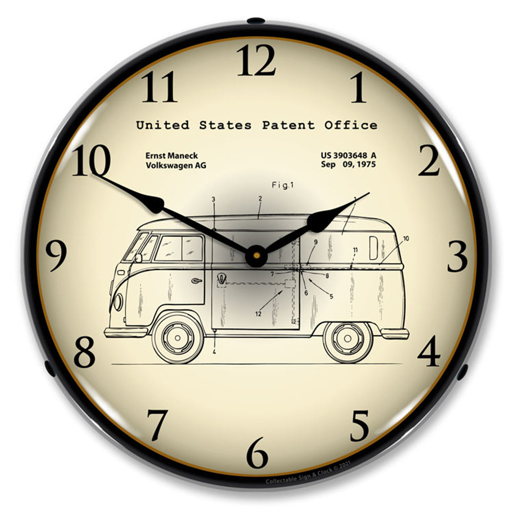 Volkswagen Bus 1975 Patent 14" LED Wall Clock
