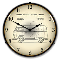 Volkswagen Bus 1975 Patent 14" LED Wall Clock