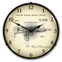 Uzi Submachine Gun 1982 Patent 14" LED Wall Clock