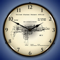 Uzi Submachine Gun 1982 Patent 14" LED Wall Clock