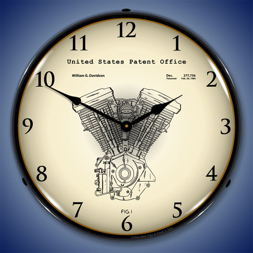 Harley Davidson Evolution Engine Patent 14" LED Wall Clock