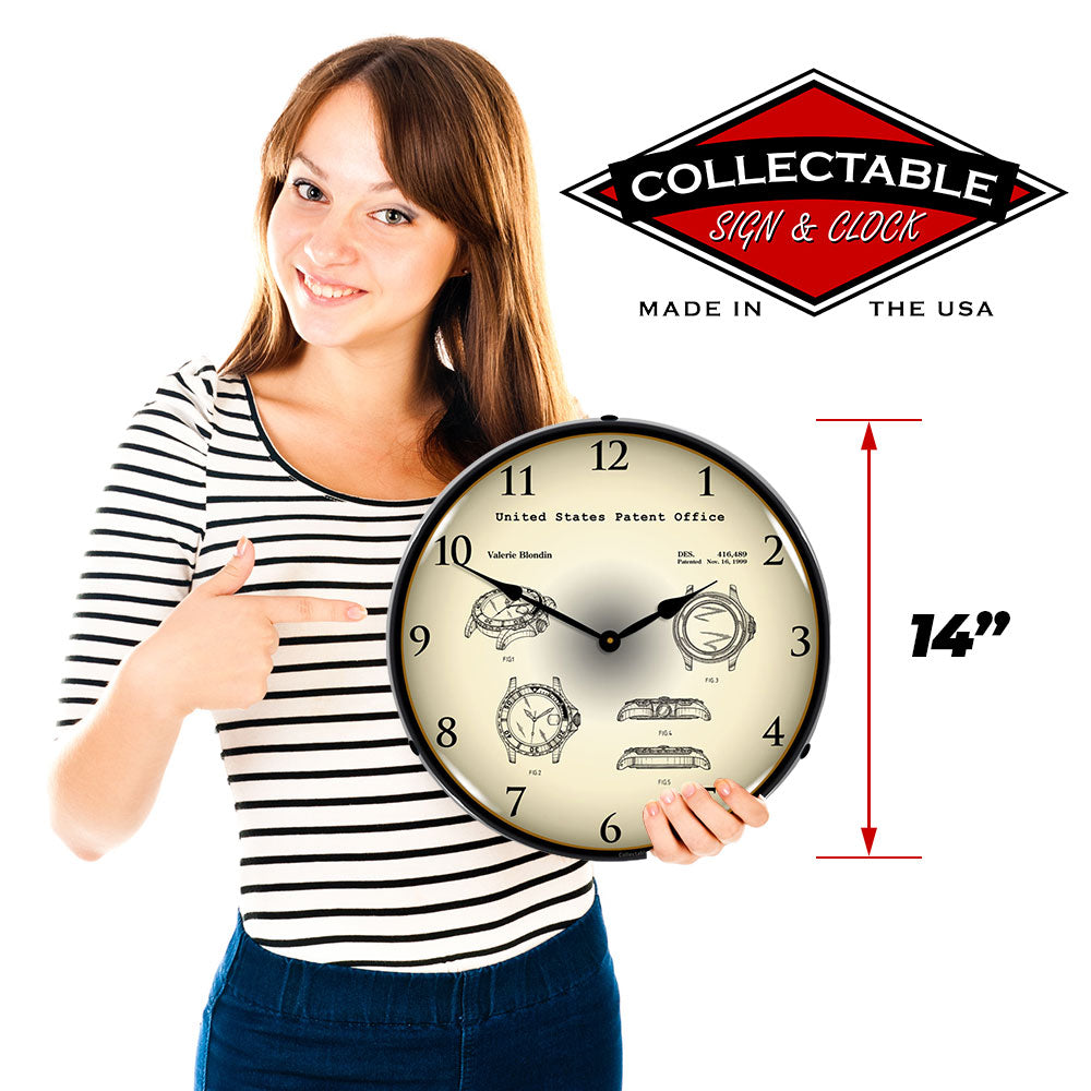 Collectable Sign & Clock Rolex Diving Watch 1999 Patent 14" LED Wall Clock – High-Visibility Industrial Artwork Timepiece