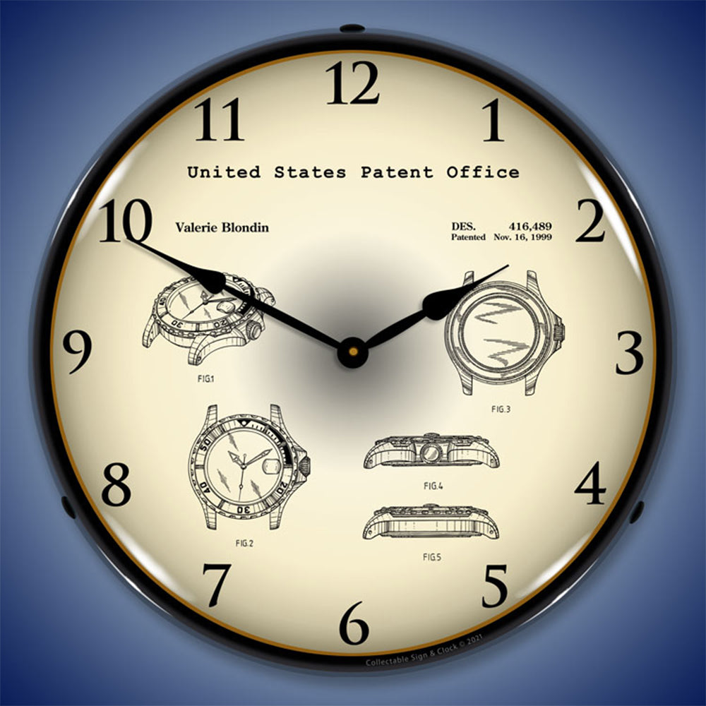 Collectable Sign & Clock Rolex Diving Watch 1999 Patent 14" LED Wall Clock – High-Visibility Industrial Artwork Timepiece