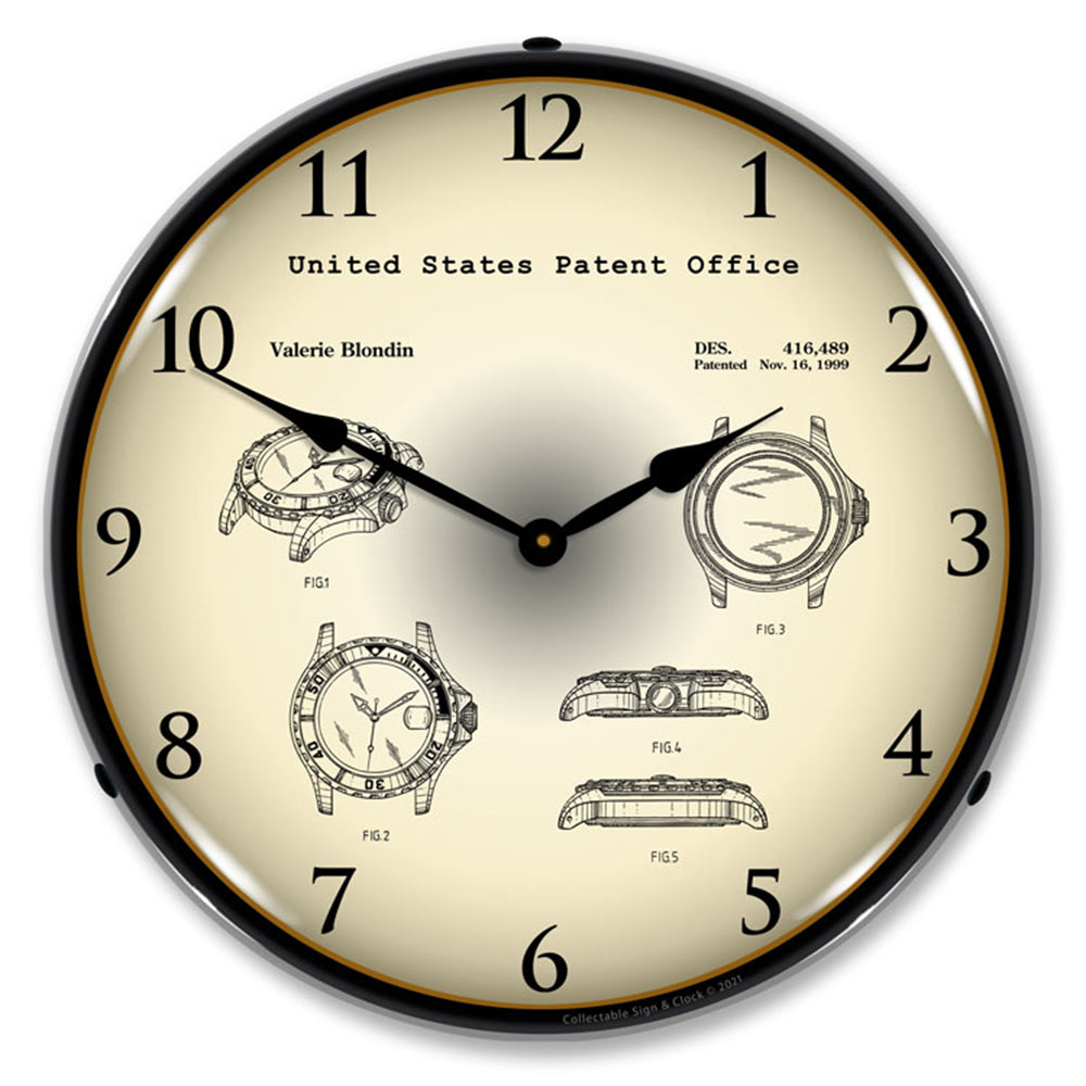 Collectable Sign & Clock Rolex Diving Watch 1999 Patent 14" LED Wall Clock – High-Visibility Industrial Artwork Timepiece