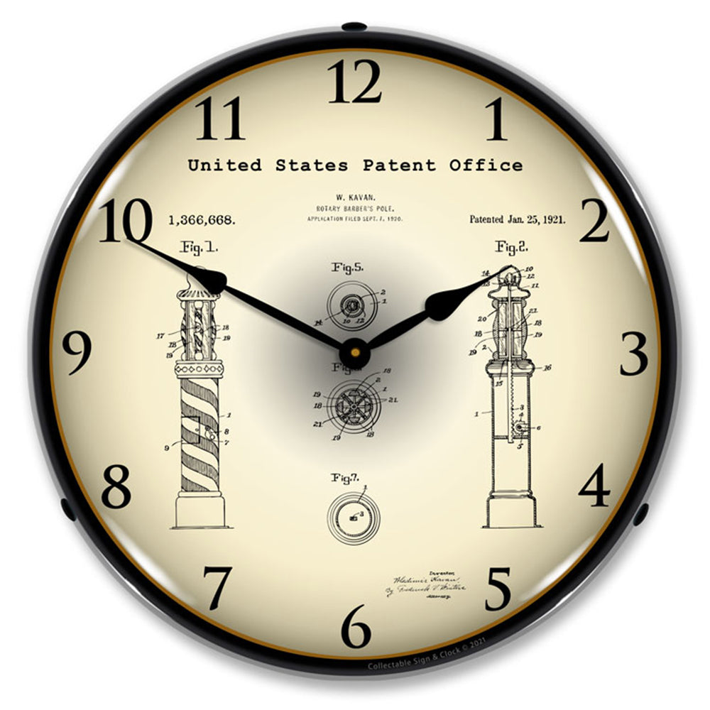 Kavan Rotary Barber Pole1920 Patent 14" LED Wall Clock