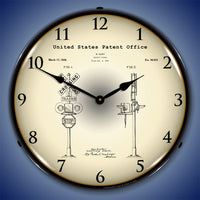 Railroad Train Crossing Signal 1935 Patent 14" LED Wall Clock