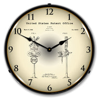 Railroad Train Crossing Signal 1935 Patent 14" LED Wall Clock