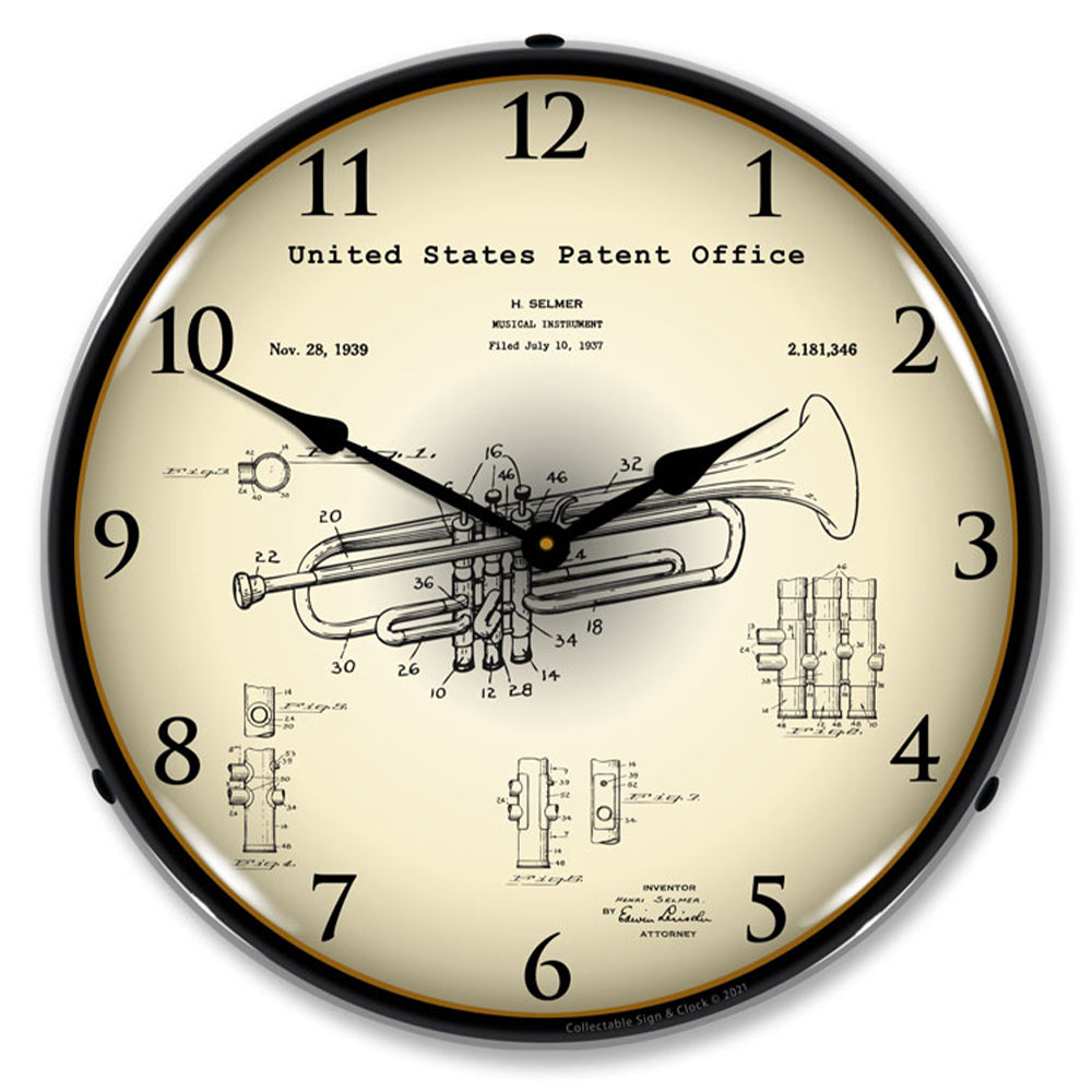 Trumpet 1937 Patent 14" LED Wall Clock