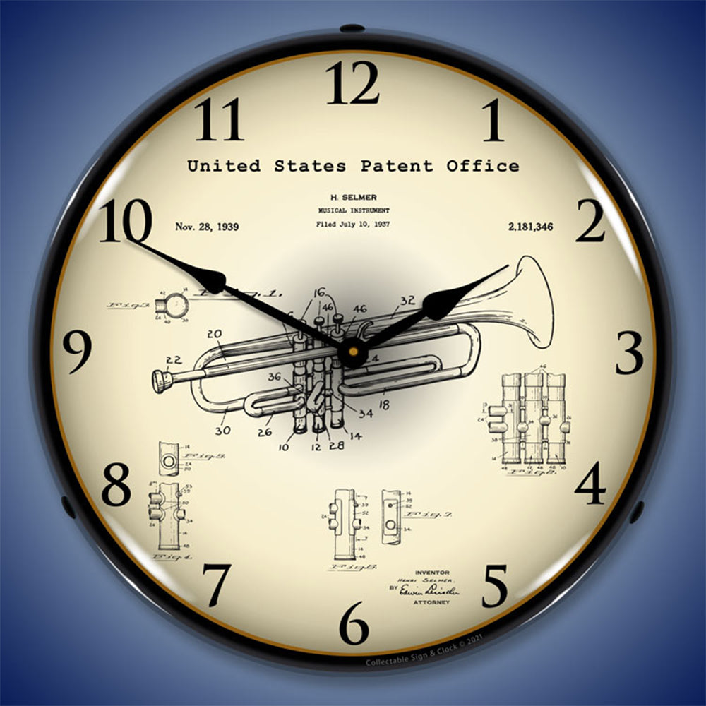 Trumpet 1937 Patent 14" LED Wall Clock