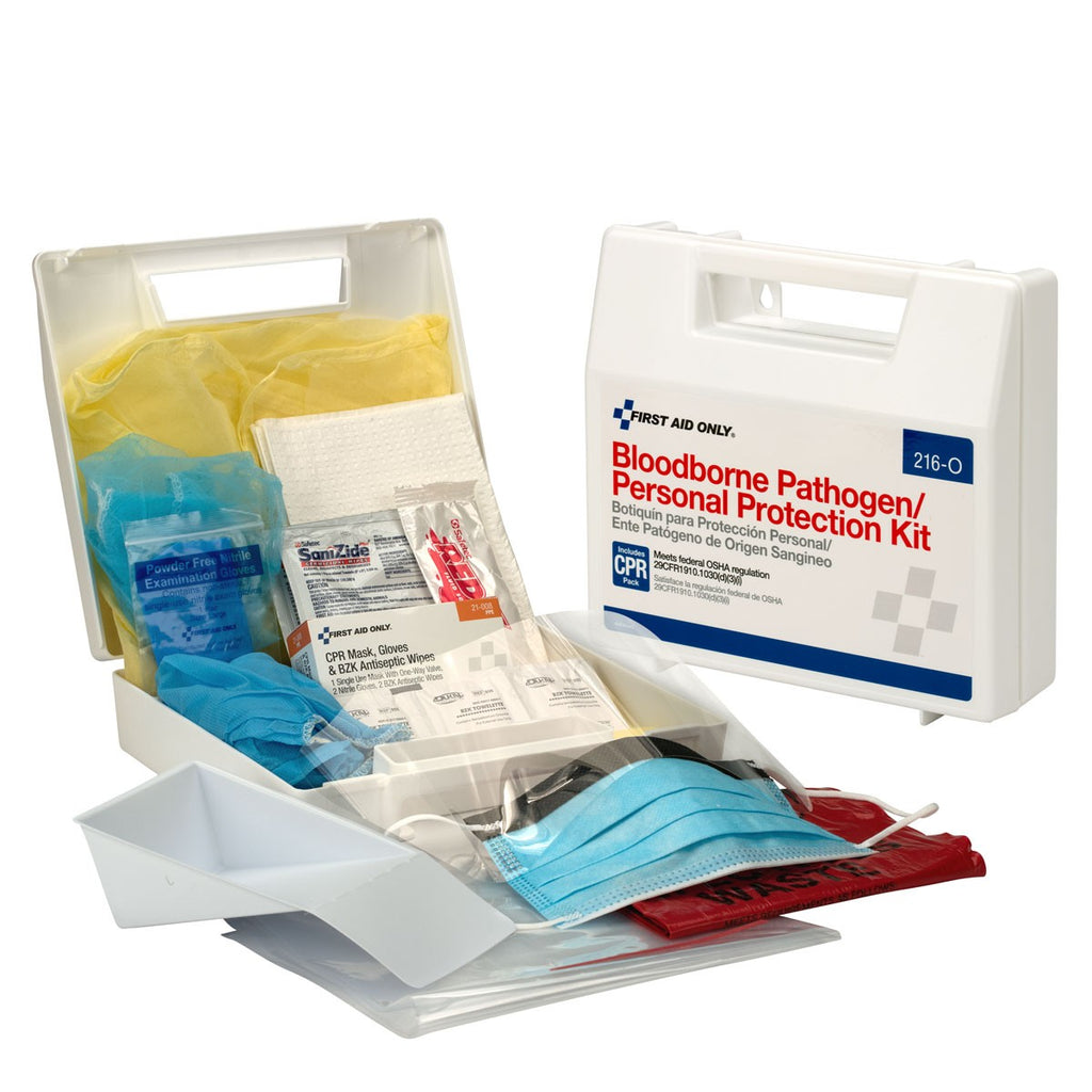 First Aid Only BBP Spill Clean-Up and Personal Protection Kit with CPR Pack | Plastic case
