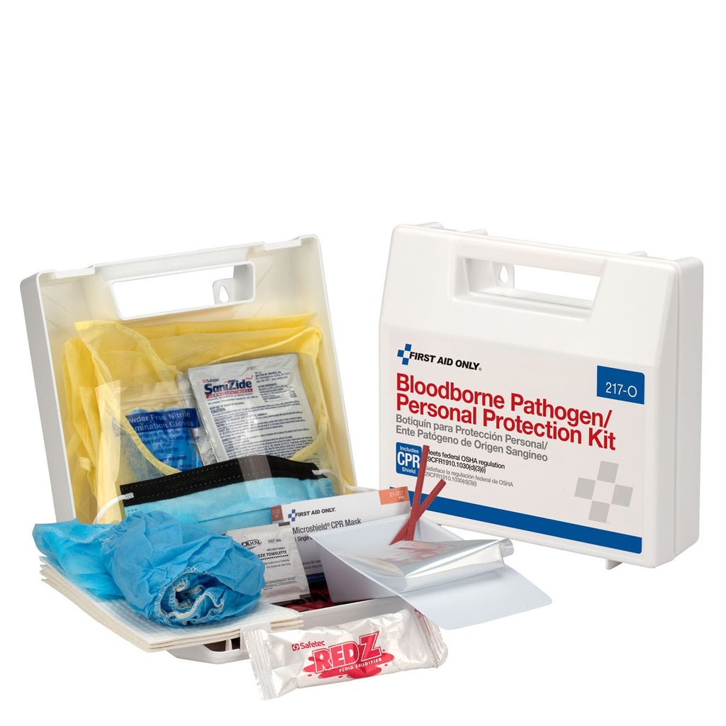 First Aid Only BBP Personal Protection and Spill Clean-Up Kit with CPR Microshield