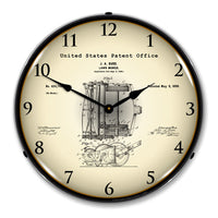 1898 J.A. Burr Lawn Mower Patent 14" LED Wall Clock