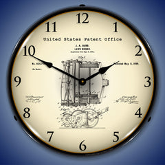 1898 J.A. Burr Lawn Mower Patent 14" LED Wall Clock