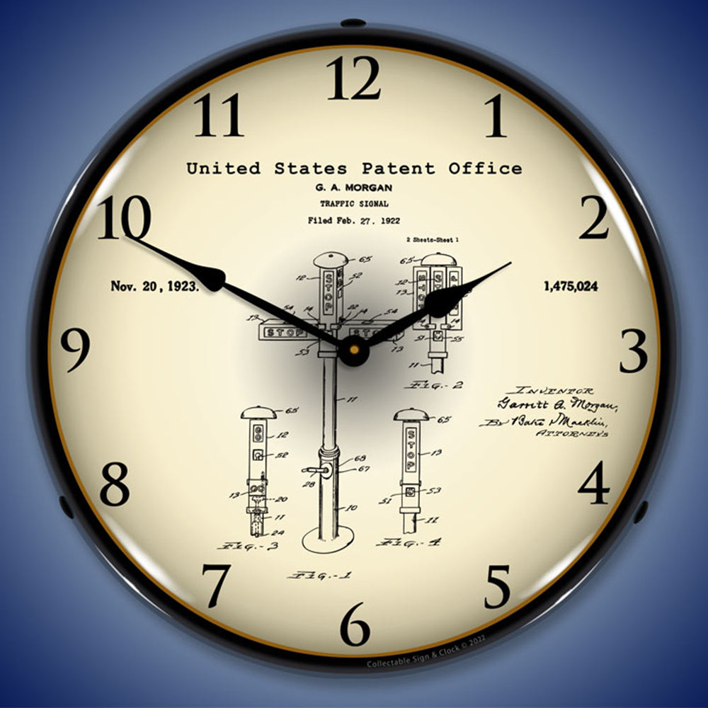 1922 First Traffic Signal G. A. Morgan Patent 14" LED Wall Clock