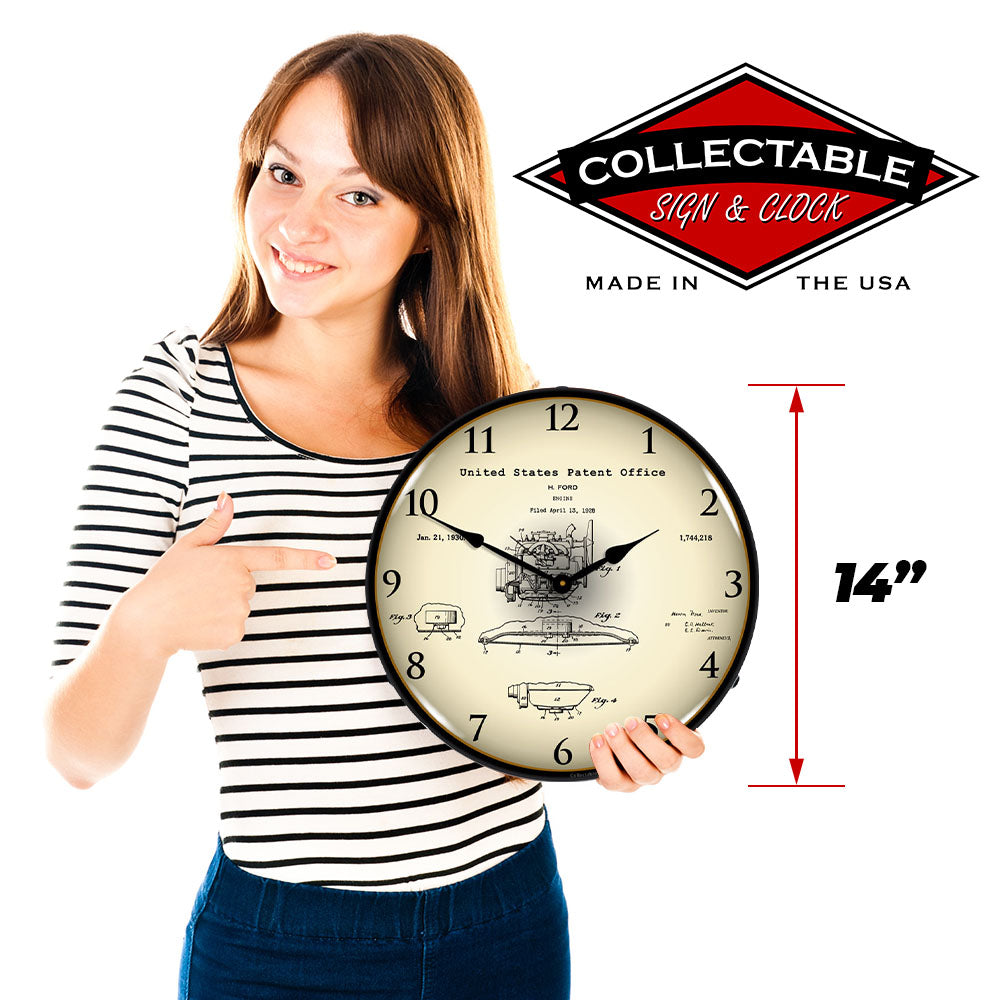 1928 Henry Ford Engine Patent 14" LED Wall Clock