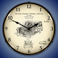 1946 Willys Jeep Station Wagon Patent 14" LED Wall Clock