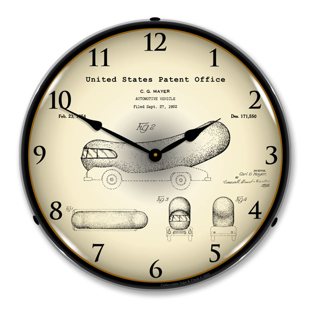 1952 Oscar Mayer Wienermobile Patent 14" LED Wall Clock