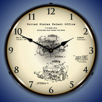 1960 Chrysler 220 Slant Six Engine Patent 14" LED Wall Clock