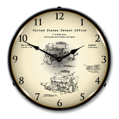 1960 Chrysler 220 Slant Six Engine Patent 14" LED Wall Clock