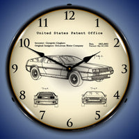 1981 DeLorean Automobile Patent 14" LED Wall Clock