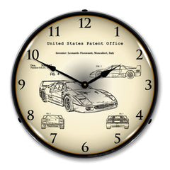 F40 Ferrari Automobile Patent 14" LED Wall Clock