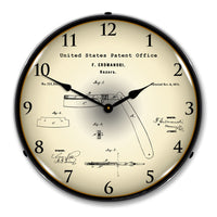 1874 Straight Razor Patent 14" LED Wall Clock