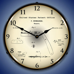 1874 Straight Razor Patent 14" LED Wall Clock