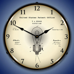 1882 Edison Bulb Patent 14" LED Wall Clock
