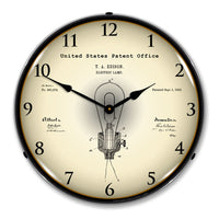1882 Edison Bulb Patent 14" LED Wall Clock