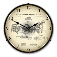 1898 Prescott Roller Coaster Patent 14" LED Wall Clock